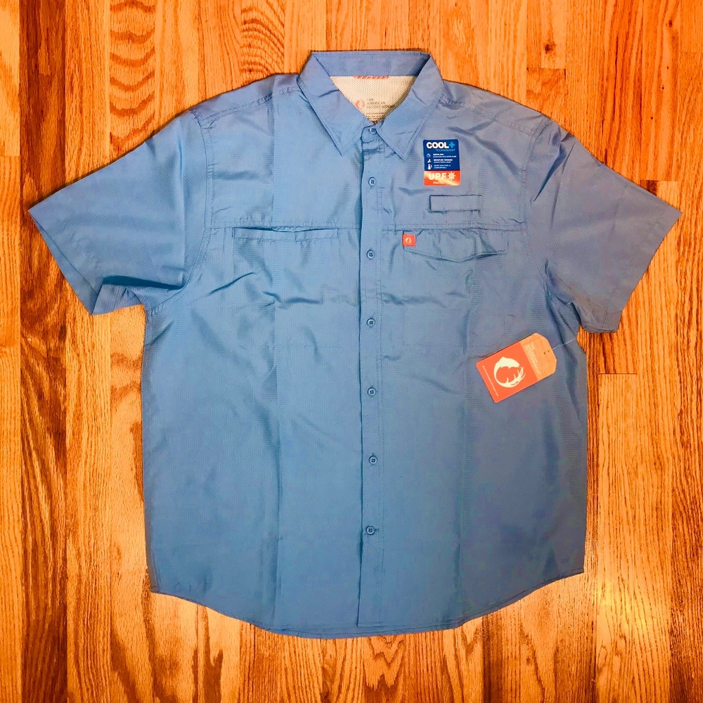 NWT Men's The American Outdoorsman Silver Lake blue Color quick dry 40 UPF shirt